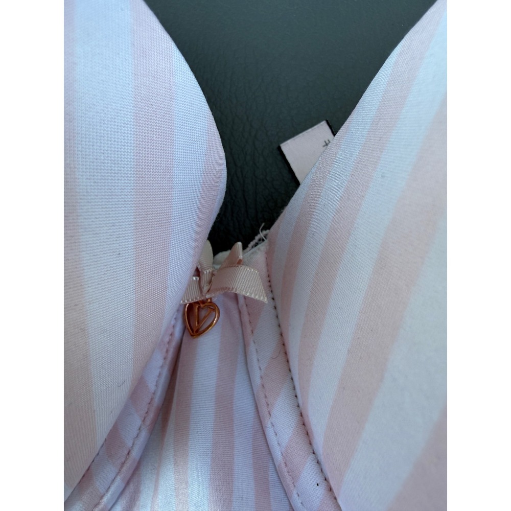 Victoria's Secret Body By Victoria Lined Demi Bra Pink White Stripe 34DDD F75 - Picture 3 of 5